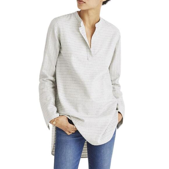 Madewell Split Cuff Tunic Shirt In Weathered Concrete - Size - XL - Picture 1 of 7